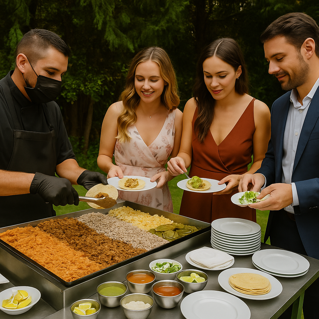 gente sirviéndose en la parrillada