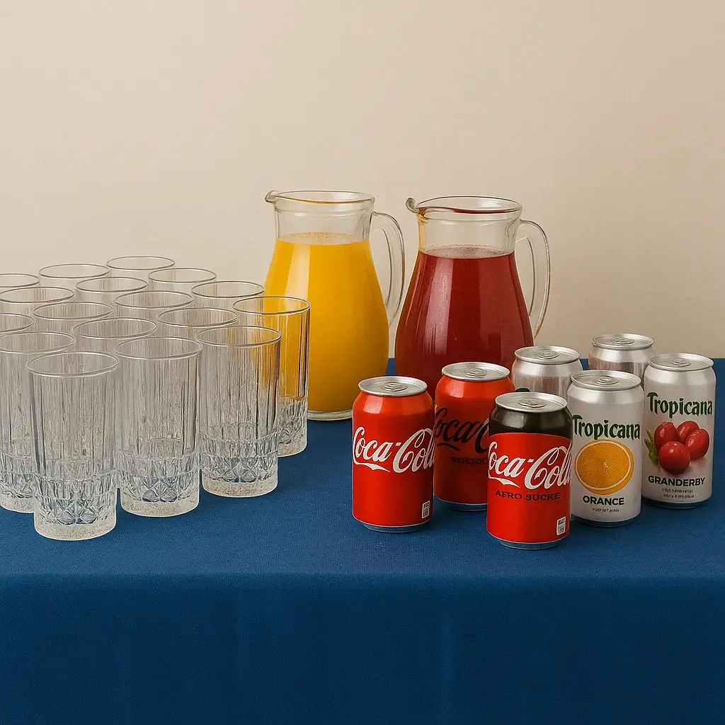 Barra libre de refrescos y mezcladores para eventos en CDMX