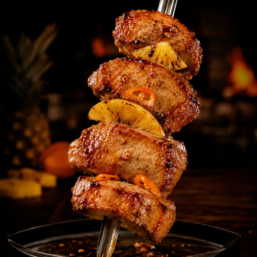 Cerdo con piña y habanero en espada