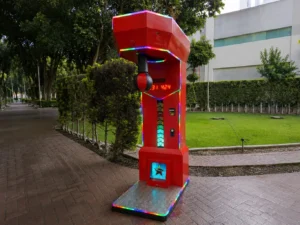Renta de máquina de box en CDMX montada en un evento al aire libre