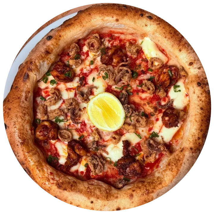 Pizza Calamar y camarón
