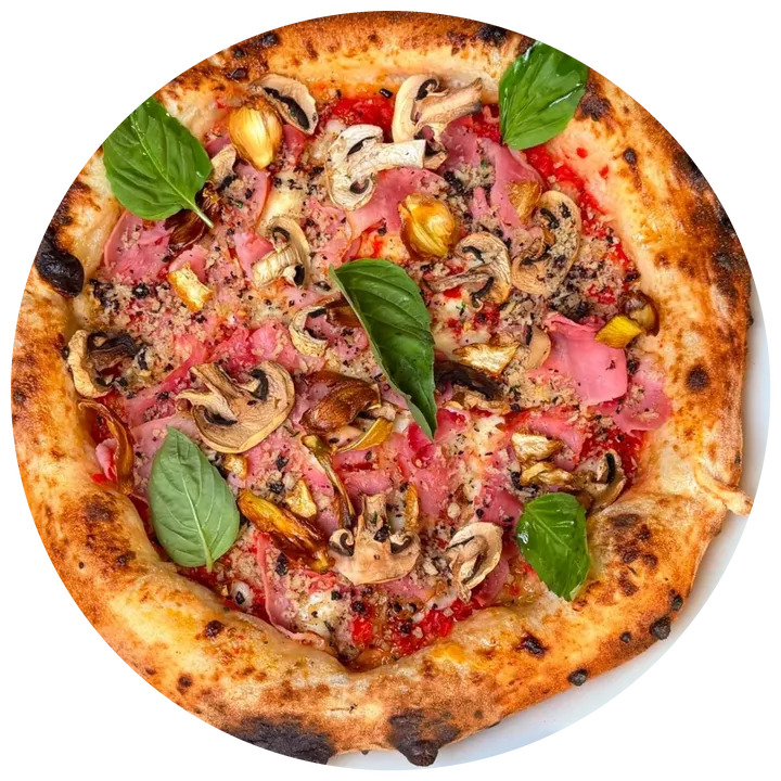 Pizza Prosciutto y alcachofa