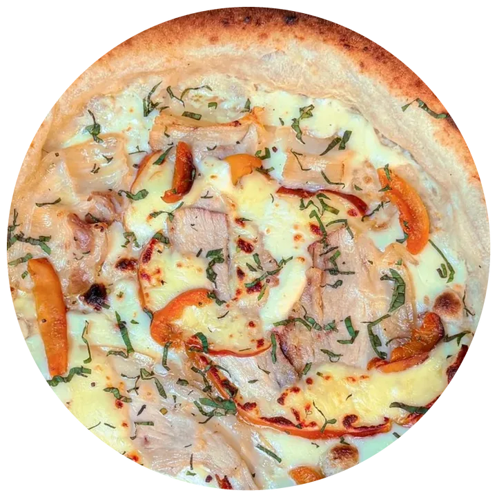 Pizza Panceta y durazno
