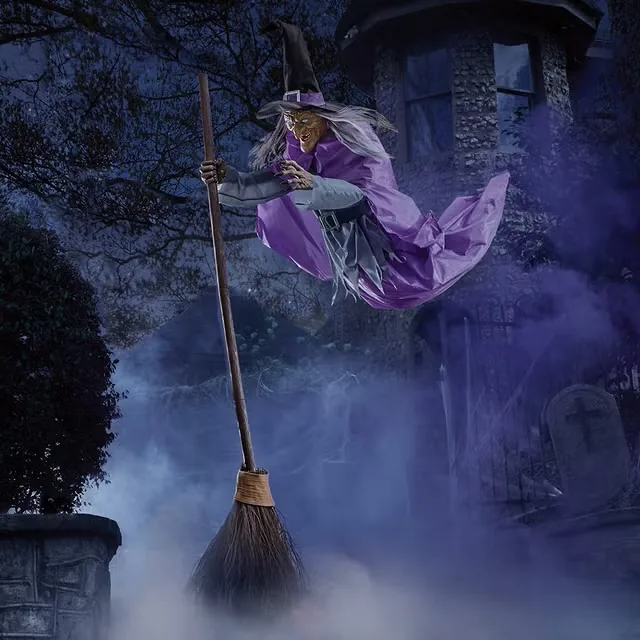 Animatrónico Bruja Flotante de 3.66 m para renta en eventos de Halloween en CDMX
